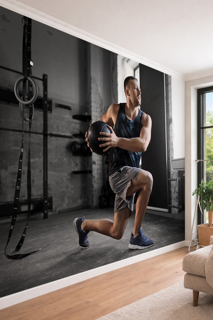 Dreamwall Spor Salonu ve Fitness Temalı Crossfit Motivasyon Görselli Tek Parça Tekstil Duvar Kağıdı
