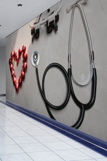 Dreamwall Stetoskop ve Kalp Temalı Klinik ve Hastane Tekstil Duvar Kağıdı küçük görsel 3