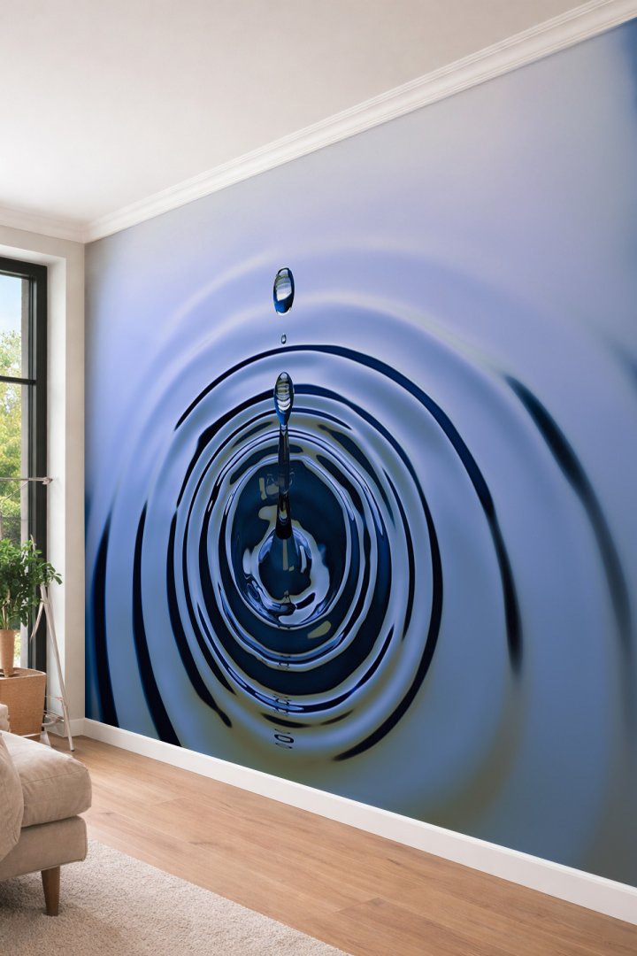 Dreamwall Su Damlası ve Halka Etkisi - Modern Ofis ve Banyo İçin Tek Parça Tekstil Duvar Kağıdı
