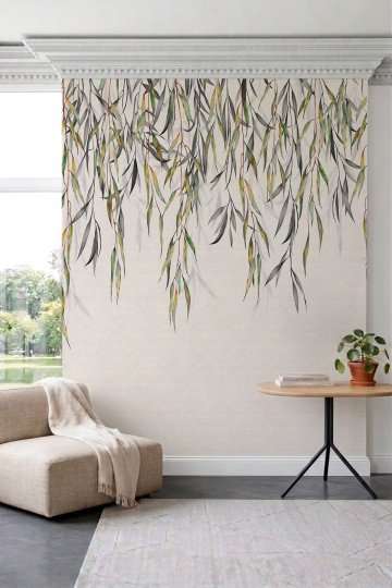 Dreamwall Suluboya Okaliptüs Dal Desenli Tek Parça Tekstil Duvar Kağıdı küçük görsel 1