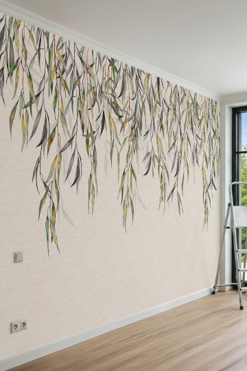 Dreamwall Suluboya Okaliptüs Dal Desenli Tek Parça Tekstil Duvar Kağıdı küçük görsel 2