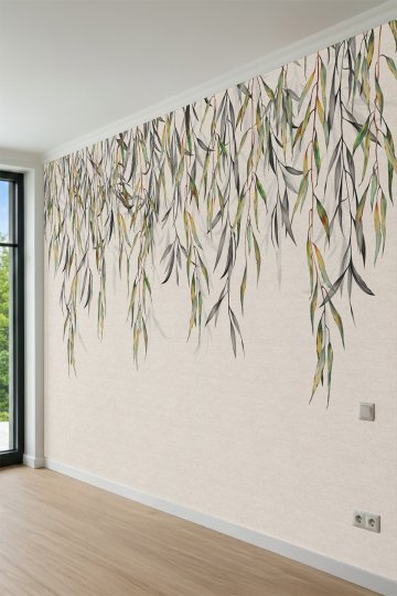 Dreamwall Suluboya Okaliptüs Dal Desenli Tek Parça Tekstil Duvar Kağıdı küçük görsel 3