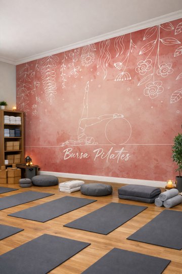 Dreamwall Suluboya Zemin Sarkan Çiçekli Pilates Temalı Özelleştirilebilir Tekstil Duvar Kağıdı küçük görsel 1
