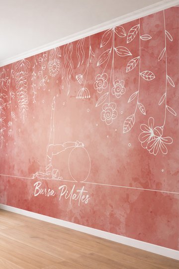 Dreamwall Suluboya Zemin Sarkan Çiçekli Pilates Temalı Özelleştirilebilir Tekstil Duvar Kağıdı küçük görsel 3