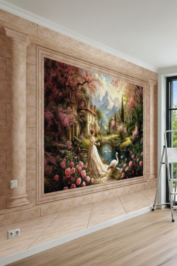 Dreamwall Sütunlu Royal Garden Desenli Tek Parça Tekstil Duvar Kağıdı küçük görsel 2