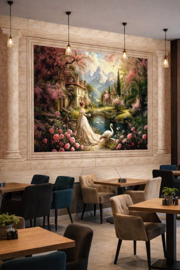 Dreamwall Sütunlu Royal Garden Desenli Tek Parça Tekstil Duvar Kağıdı
