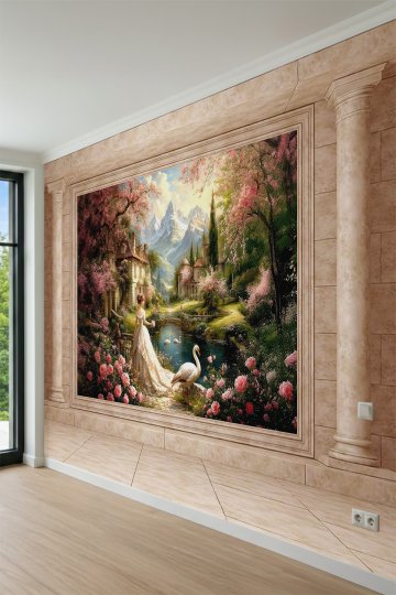 Dreamwall Sütunlu Royal Garden Desenli Tek Parça Tekstil Duvar Kağıdı küçük görsel 4