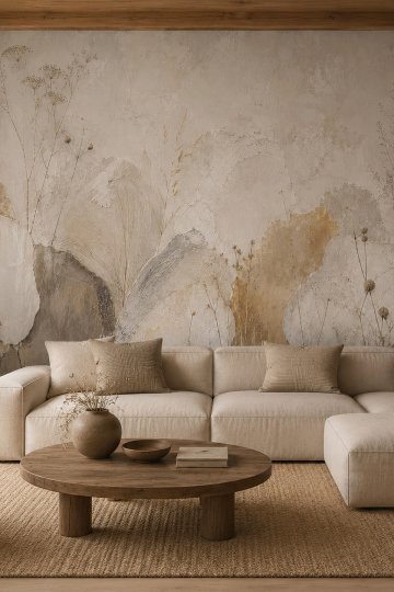 Dreamwall Taşın Hafızası Fırça Darbesi Desenli Tek Parça Tekstil Duvar Kağıdı küçük görsel 2