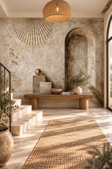 Dreamwall Taşın Sessiz Yankısı- Kemer ve Küre Desenli Tek Parça Tekstil Duvar Kağıdı 