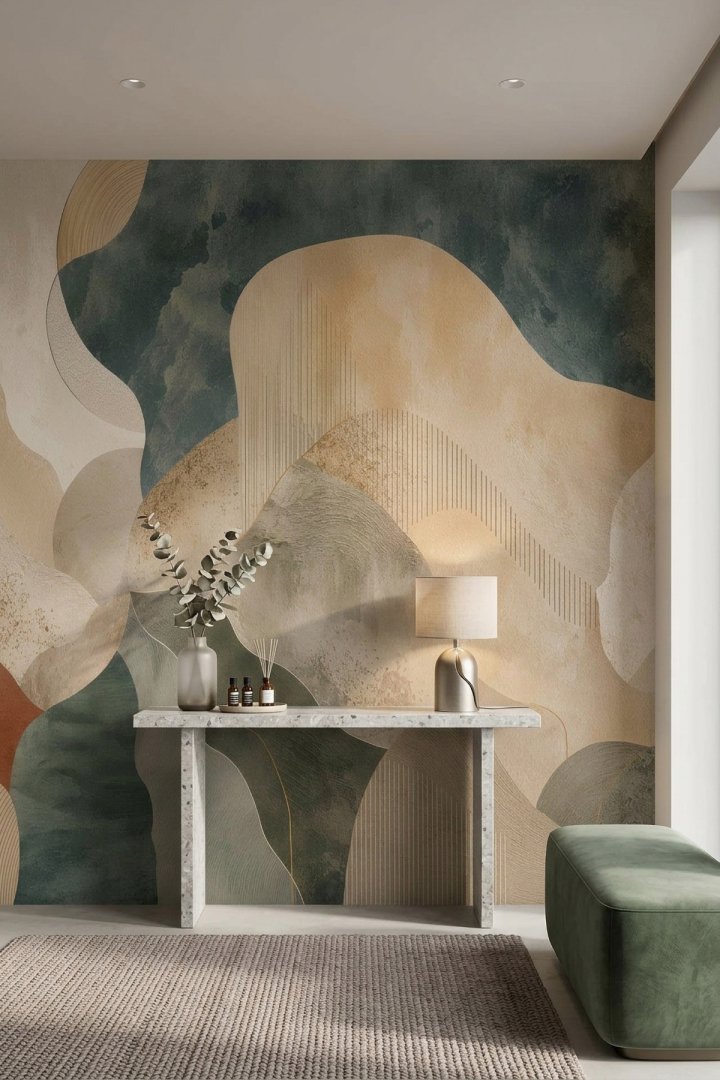 Dreamwall Terra Akışı- Renk Geçişli Dalga Desenli Tek Parça Tekstil Duvar Kağıdı 