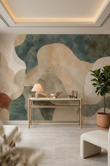 Dreamwall Terra Akışı- Renk Geçişli Dalga Desenli Tek Parça Tekstil Duvar Kağıdı  küçük görsel 2