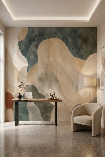 Dreamwall Terra Akışı- Renk Geçişli Dalga Desenli Tek Parça Tekstil Duvar Kağıdı  küçük görsel 3