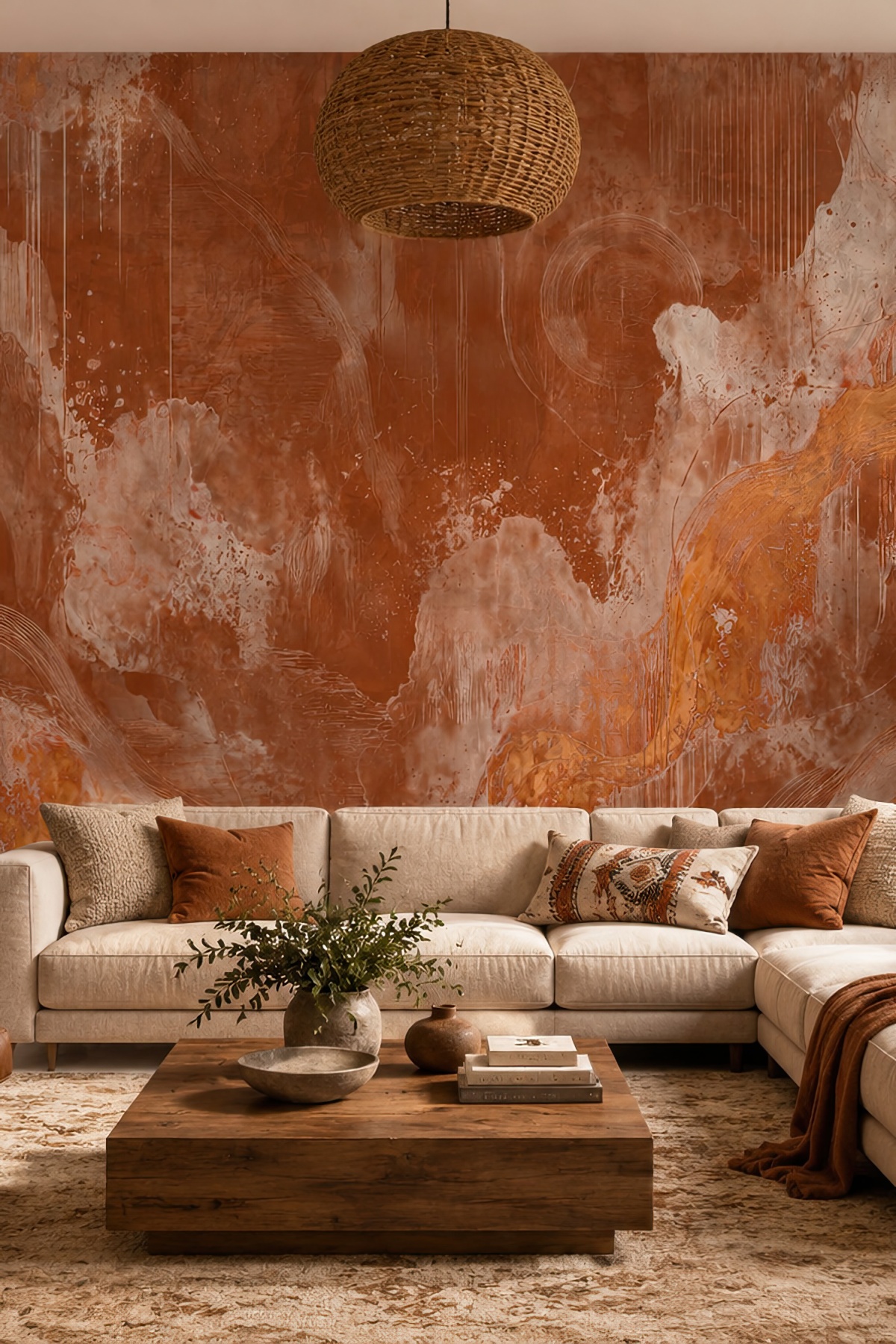 Dreamwall Toprağın İzleri Bakır Tonlu Tekstil Duvar Kağıdı görsel 1