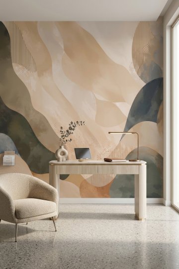 Dreamwall Toprak Dalgaları- Renk Geçişli Dalga Desenli Tek Parça Tekstil Duvar Kağıdı  küçük görsel 3
