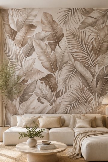 Dreamwall Tropik Fısıltı Tropik Yapraklar Desenli Tek Parça Tekstil Duvar Kağıdı küçük görsel 2