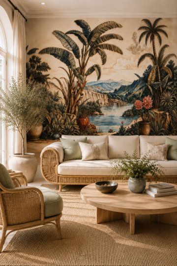 Dreamwall Tropik Ufka Yolculuk Temalı Tek Parça Tekstil Duvar Kağıdı küçük görsel 2