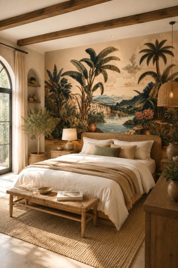Dreamwall Tropik Ufka Yolculuk Temalı Tek Parça Tekstil Duvar Kağıdı küçük görsel 3