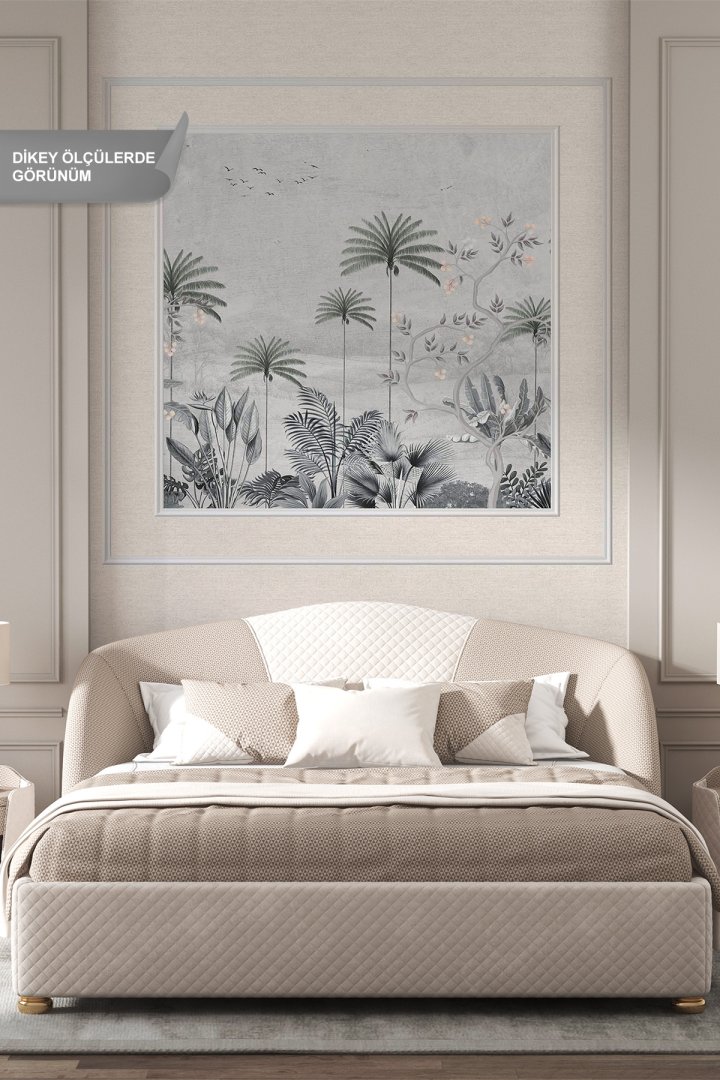 Dreamwall Tropikal Botanik Manzara Panel Desenli Tek Parça Tekstil Duvar Kağıdı
