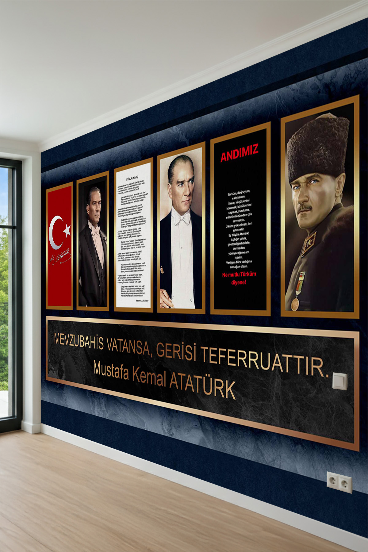 Dreamwall Türk Bayrağı Atatürk ve Milli Değerler Temalı Tek Parça Tekstil Duvar Kağıdı görsel 1