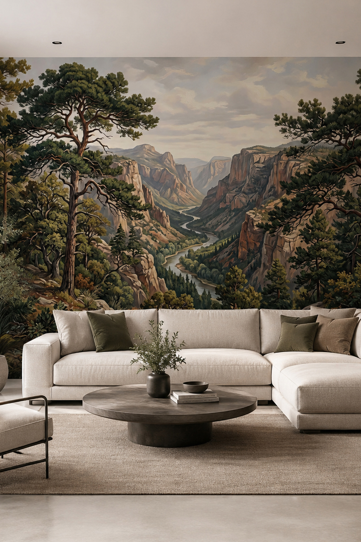 Dreamwall Vahşi Kanyon- Çam Ormanı Desenli Tek Parça Tekstil Duvar Kağıdı görsel 1