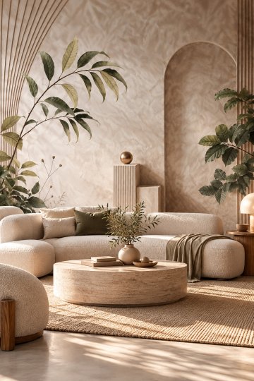 Dreamwall Velmora Sessiz Yeşil- Bitki ve Kemer Desenli Tek Parça Tekstil Duvar Kağıdı  küçük görsel 2