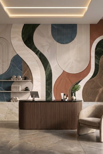 Dreamwall Velora Ritmi- Renk Geçişli Dalga Desenli Tek Parça Tekstil Duvar Kağıdı  küçük görsel 3