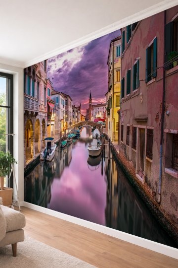 Dreamwall Venedik Kanalları ve İtalyan Mimarisi -Tek Parça Tekstil Duvar Kağıdı