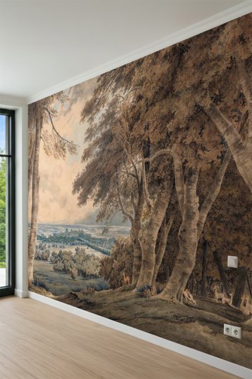 Dreamwall Vintage Orman Manzarası ve Kırsal Peyzaj Desenli Tek Parça Tekstil Duvar Kağıdı küçük görsel 3