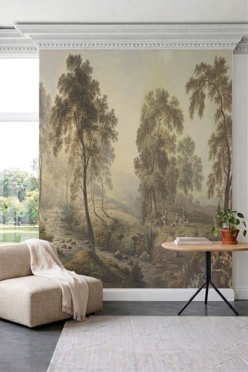 Dreamwall Vintage Pastoral Orman Desenli Tek Parça Tekstil Duvar Kağıdı küçük görsel 2