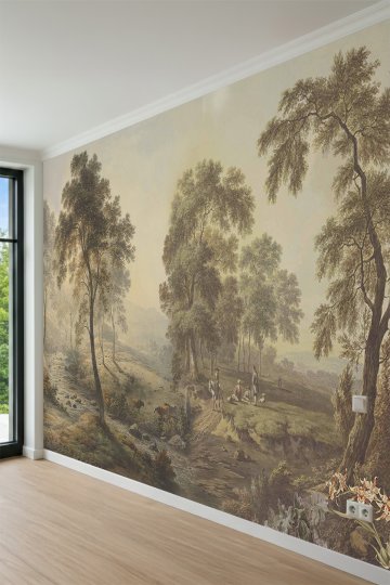 Dreamwall Vintage Pastoral Orman Desenli Tek Parça Tekstil Duvar Kağıdı küçük görsel 3