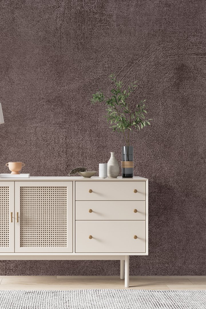 Dreamwall Vizon Kahve İtalyan Sıva Dokulu Düz Renk Tek Parça Tekstil Duvar Kağıdı