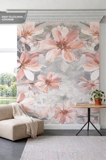 Dreamwall Yağlıboya Fırça Darbeli, Çiçek Motifli Romantik Tek Parça Tekstil Duvar Kağıdı