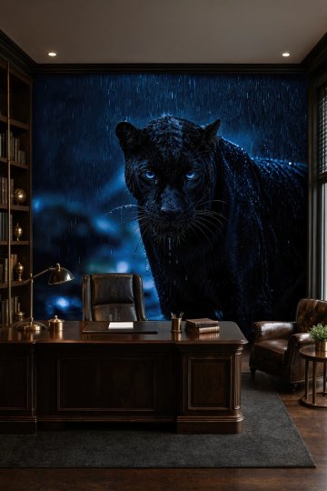 Dreamwall Yağmurun Gözcüsü Panter- Hayvan Desenli Tek Parça Tekstil Duvar Kağıdı