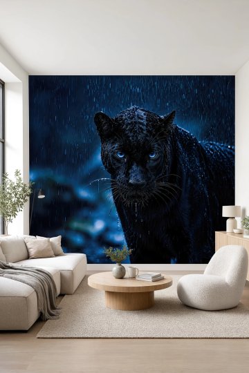 Dreamwall Yağmurun Gözcüsü Panter- Hayvan Desenli Tek Parça Tekstil Duvar Kağıdı küçük görsel 2
