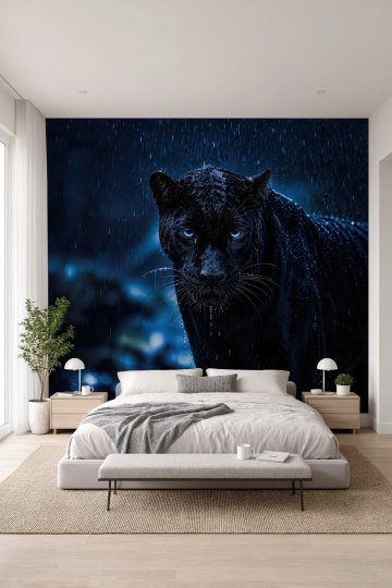 Dreamwall Yağmurun Gözcüsü Panter- Hayvan Desenli Tek Parça Tekstil Duvar Kağıdı küçük görsel 4
