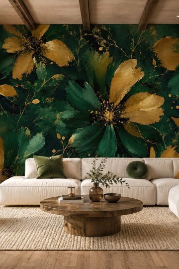 Dreamwall Yaldız Bahçesi Sanatsal Çiçek Desenli Tek Parça Tekstil Duvar Kağıdı küçük görsel 2