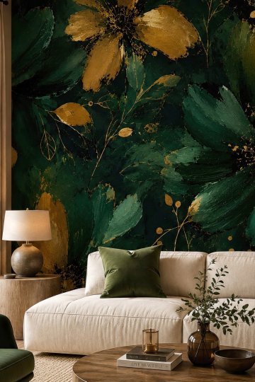 Dreamwall Yaldız Bahçesi Sanatsal Çiçek Desenli Tek Parça Tekstil Duvar Kağıdı küçük görsel 3