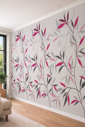Dreamwall Yaprak Desenli Modern Minimalist Tek Parça Tekstil Duvar Kağıdı