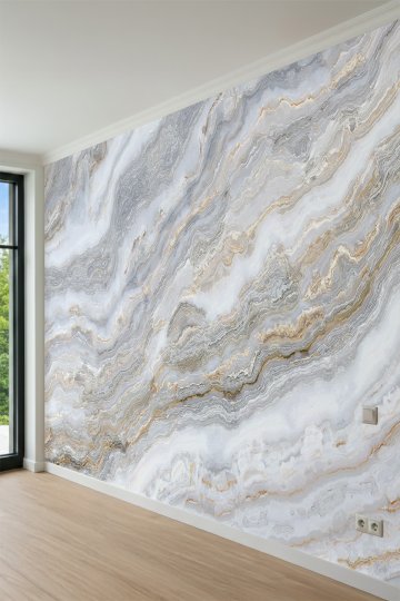 Dreamwall Yatay Dalgalı Mermer Dokulu, Damarlı Lüks Tek Parça Tekstil Duvar Kağıdı küçük görsel 4