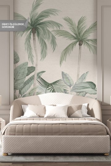 Dreamwall Yeşil Palmiye ve Tropikal Bitki Desenli Tek Parça Tekstil Duvar Kağıdı küçük görsel 2
