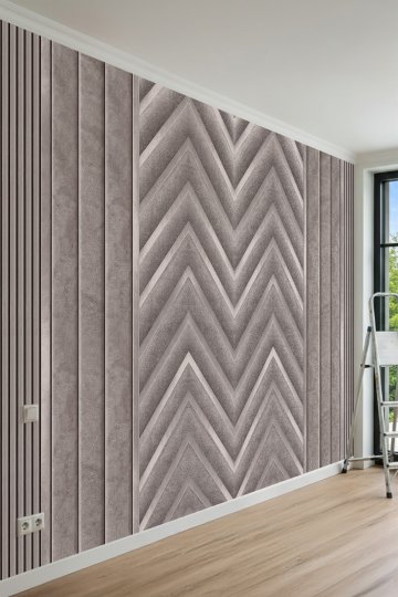 Dreamwall Zikzak Chevron Desenli, Dikey Çıta Motifli Tek Parça Tekstil Duvar Kağıdı küçük görsel 2