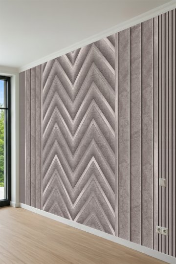 Dreamwall Zikzak Chevron Desenli, Dikey Çıta Motifli Tek Parça Tekstil Duvar Kağıdı küçük görsel 3