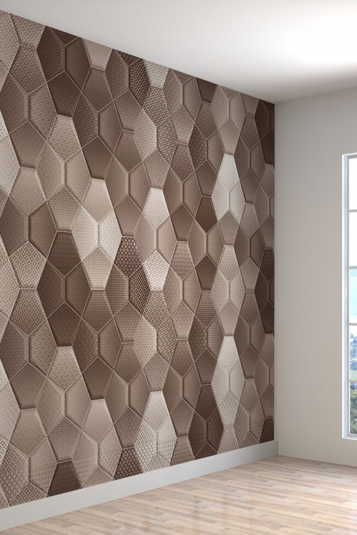 Duvar Kağıdı 3 Boyutlu Geometrik Mozaik Desenli Silinebilir Tekstil Duvar Kağıdı
