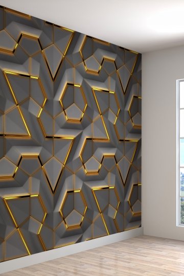 Duvar Kağıdı 3d Geometrik Şekil Desenli Silinebilir Tekstil Duvar Kağıdı