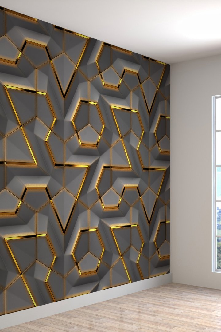 Duvar Kağıdı 3d Geometrik Şekil Desenli Silinebilir Tekstil Duvar Kağıdı