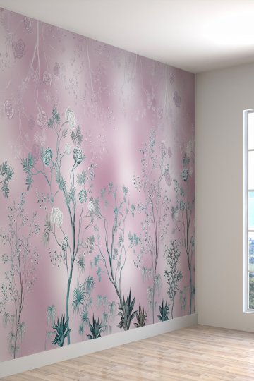Duvar Kağıdı Çiçek Ve Yaprak Desenli Silinebilir Sağlıklı Tekstil En X Boy