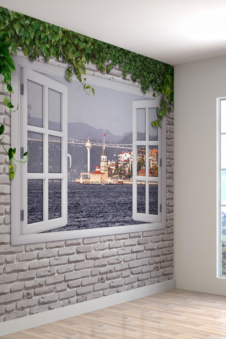 Duvar Kağıdı - Deniz Ve Şehir Manzaralı, Isı Ve Ses Yalıtımlı, Sağlıklı Tekstil Duvar Kağıdı