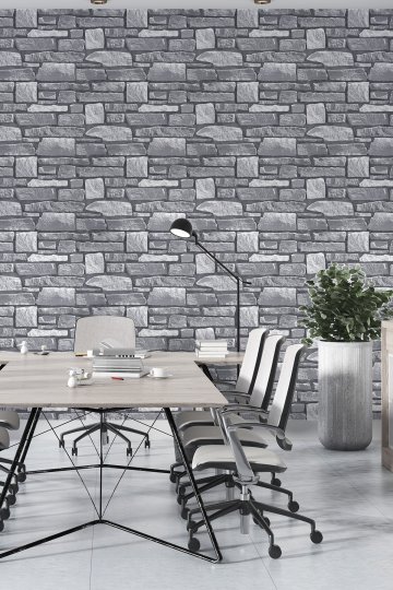 Duvar Kağıdı Eski Taş Duvar Desenli Silinebilir Tekstil Duvar Kağıdı