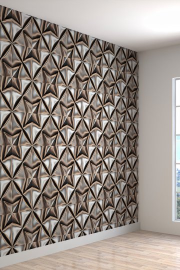 Duvar Kağıdı Geometrik Yıldız Desenli Yırtılmaz Tekstil En X Boy