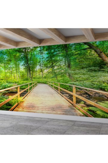 Duvar Kağıdı Orman Ve Köprü Desenli Isı Ve Ses Yalıtımlı Sağlıklı Tekstil Duvar Kağıdı